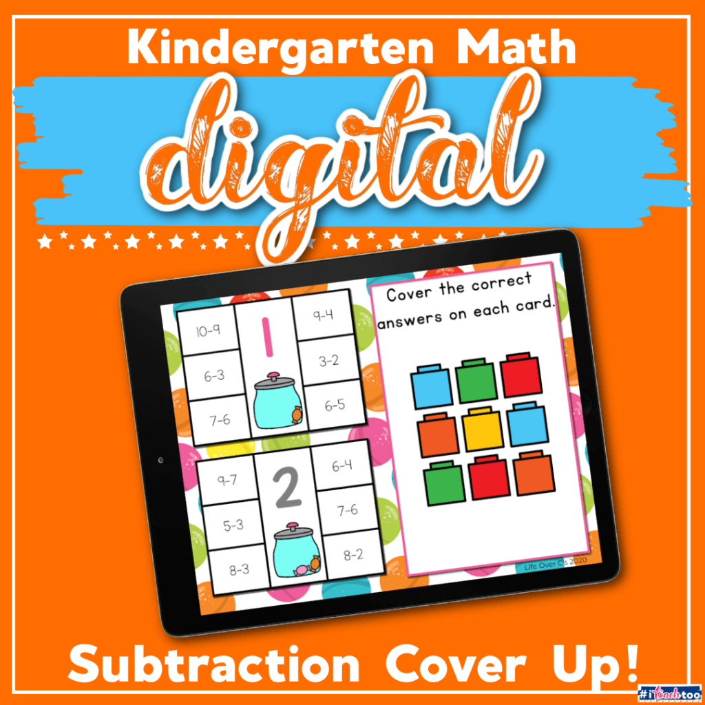 Free subtraction within 10 math activity for kindergarten math centers, homeschooling and distance learning. Use this digital Google slides and Seesaw activity to build subtraction fluency.