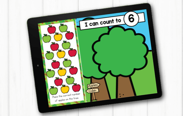Students will love this apple-themed beginning kindergarten math activity to practice counting to 20.
