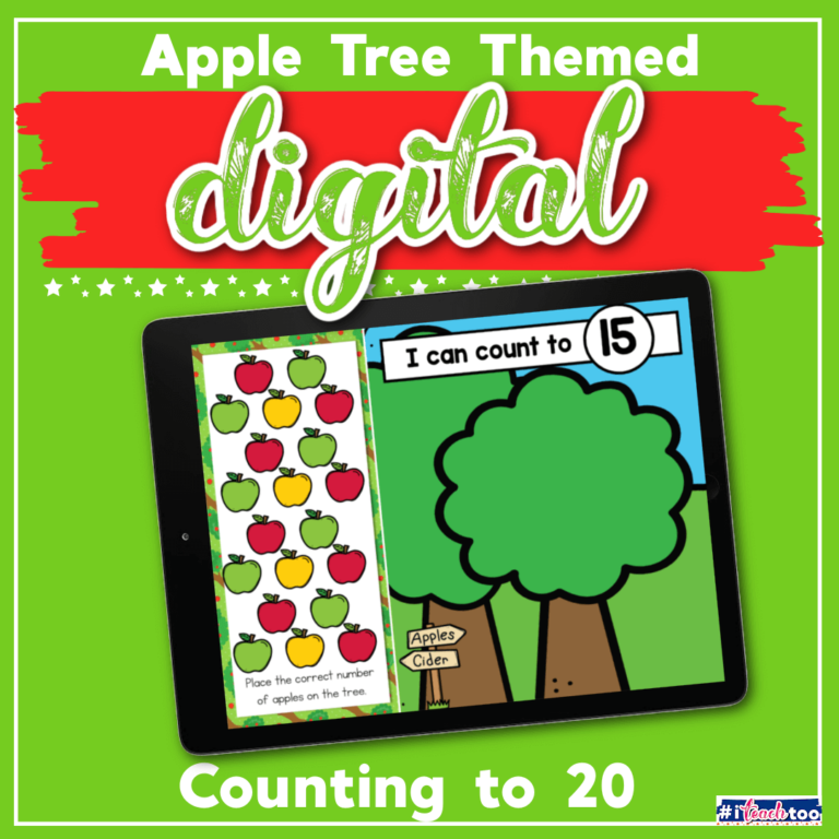 Kindergarteners practice counting to 20 with this apple-themed digital math activity for Google slides or Seesaw.