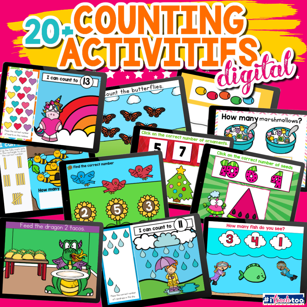 Google Slides and Seesaw Digital Counting Activities for Preschoolers