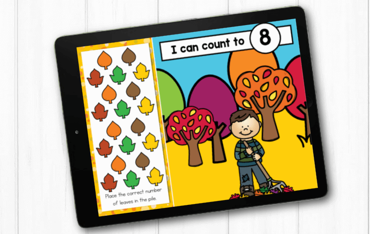 Children practice number recognition and counting 0-20 in this math for kindergarten digital activity.