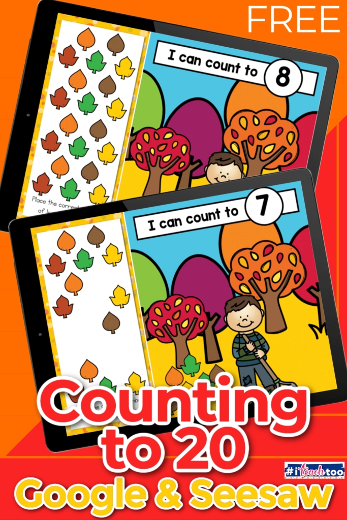 Kindergarten students will love practicing number recognition skills and counting 0-20 in this digital kindergarten math activity with a fall leaves theme.