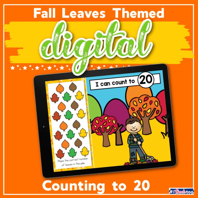 Kindergarteners will practice number recognition 0-20 and counting 0-20 in this fall-themed digital counting activity.