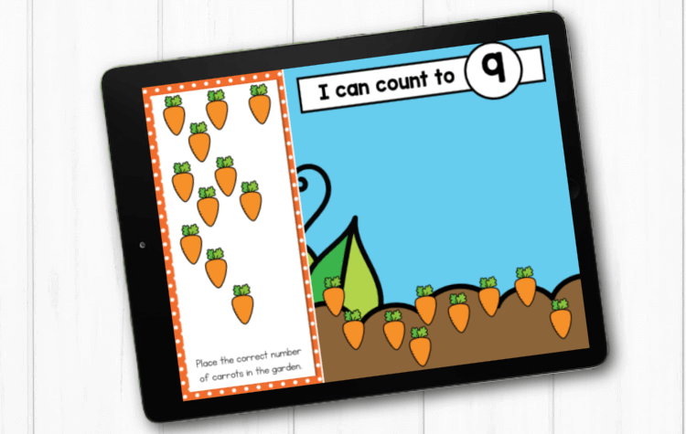 Using a carrot themed game to count to 9