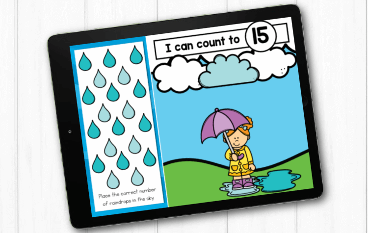 Counting to 15 with a digital game on a tablet