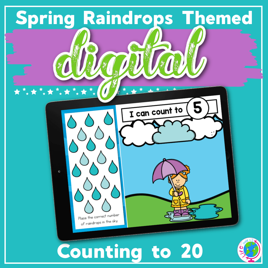 Rain Counting to 20 Spring Math Activities for Google Slides and Seesaw