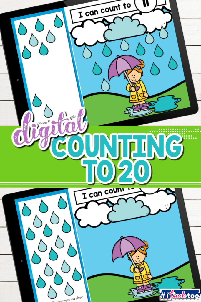 Raindrop Digital Counting Activity Numbers 1-20