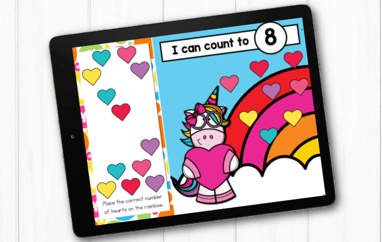 Unicorn Themed Counting Game for Kindergarten