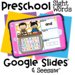 Preschool digital sight word activity for the word ‘and’ with letter tiles to build the word. Google Slides and Seesaw ready, featuring colorful alphabet keyboard for fun hands-on sight word practice
