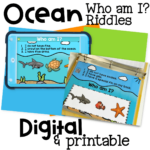 Ocean animal riddles for preschool and kindergarten. Students guess animals based on clues in a digital or printable activity.