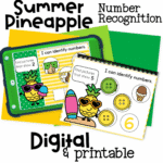 Summer Pineapple Number Recognition Activity 1-10 13 Square graphic preview of the Summer Pineapple Number Recognition Activity, highlighting both printable and digital versions designed for early math centers.