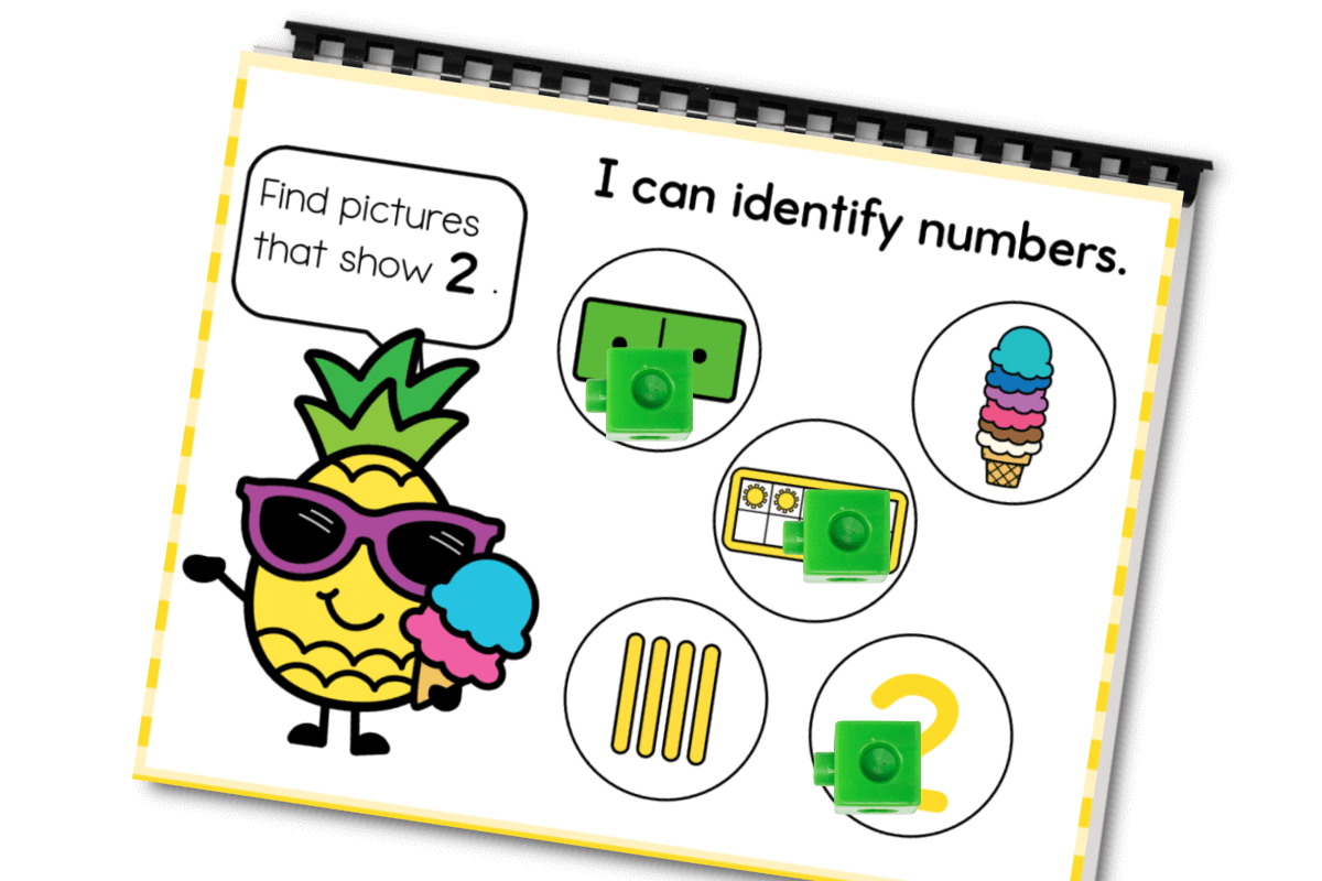 Summer Pineapple Number Recognition Activity 1-10 8 Hands-on printable pineapple number recognition worksheet with manipulatives used to match images to the number 2—great for fine motor and counting practice.