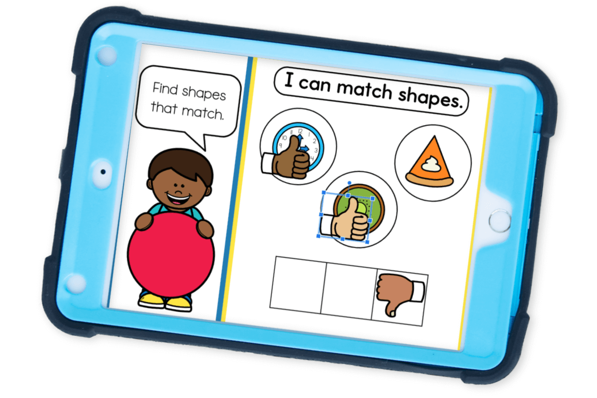 Fun 2D Shape Recognition Digital Math Activity for Kids 10 Google Slides shape recognition activity designed for preschoolers to practice 2D shapes using thumbs up for matches and thumbs down for non-matches