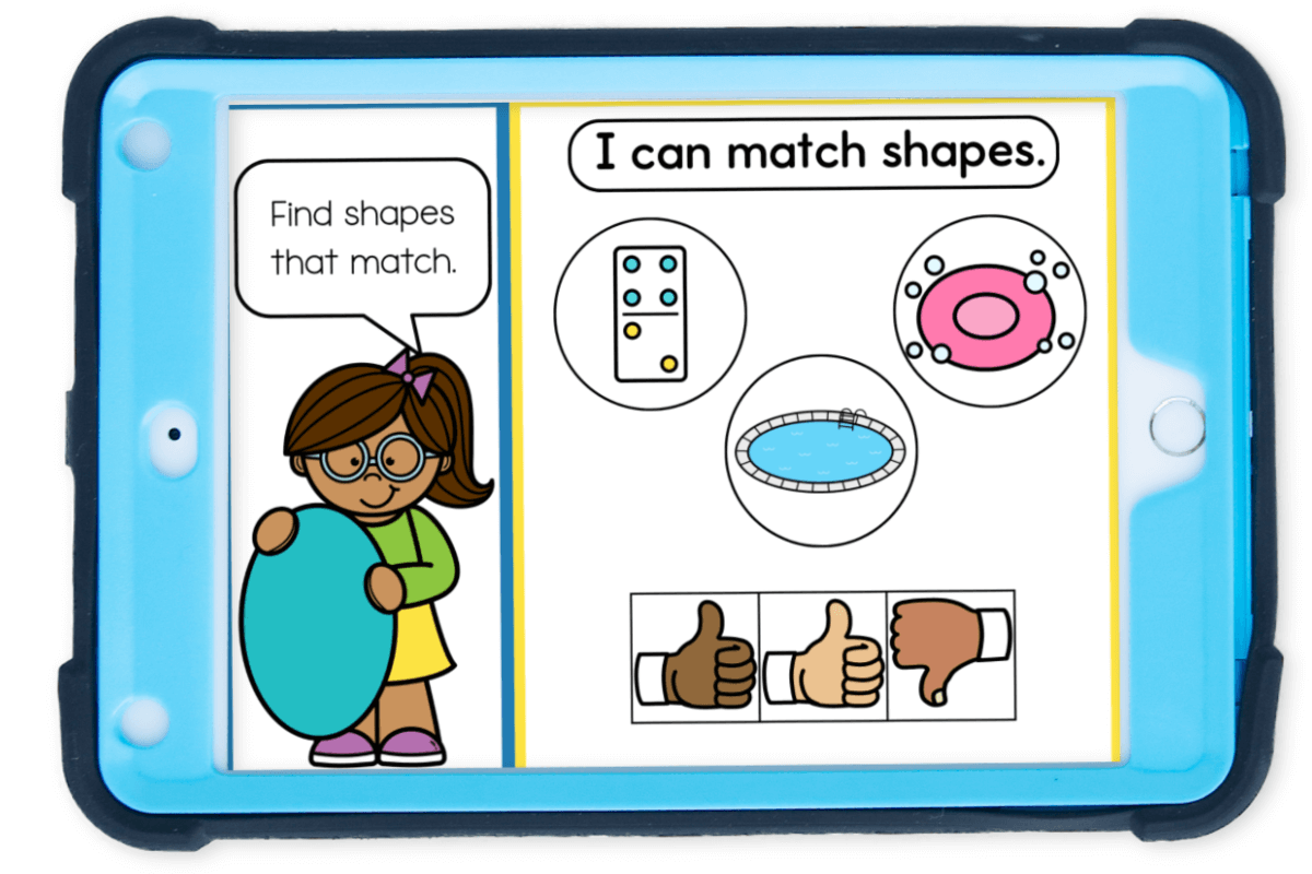 Fun 2D Shape Recognition Digital Math Activity for Kids 11 Digital thumbs up shape matching activity for preschool and kindergarten students learning 2D shapes like rectangle, oval, and heart